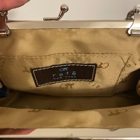 Rafe New York Mini Handbag Teal and Silver with Butterflies Flowers - Picture 7 of 8